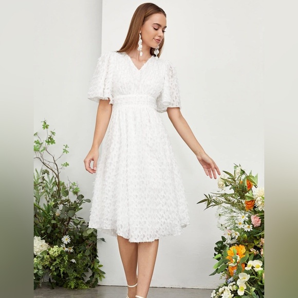SHEIN White Lace Midi Dress - Picture 1 of 4